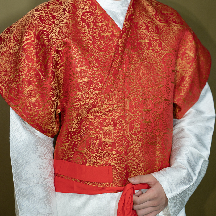 西烏国峰館唐代クロスカラー漢服錦包祥文華半袖唐半腕唐丸襟ローブボトミングシャツ