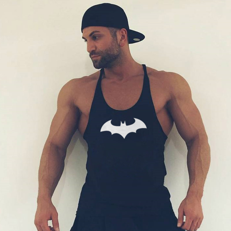 Nam thể dục lỏng lẻo vest thể hình thể thao mỏng dây đeo vest thể thao bông Batman thấm mồ hôi thấm nước bãi biển áo thun nam thể thao