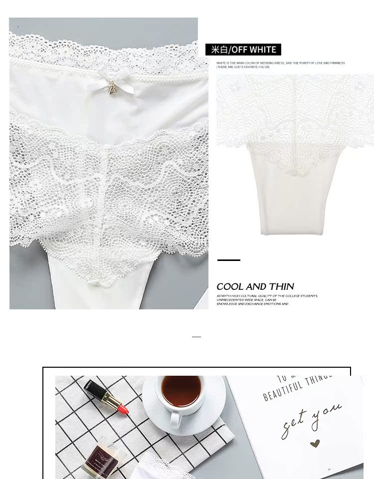Châu Âu và Hoa Kỳ eo cao ren rỗng nửa gói đồ lót hông nữ cảm giác hông nóng bỏng cỡ lớn áo thun cotton quần lót thêu siêu mỏng