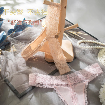 Low-Waist European and American Style Sexy Lace Thong for Women, Everyday Wear, Pure Cotton, Comfortable, Seamless, Butt-Lifting T-Pants, Plus Size