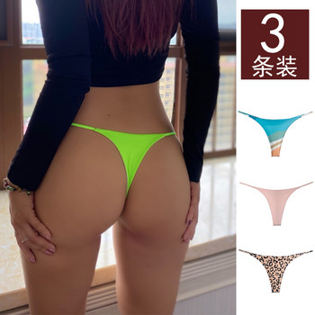 Low-Waist European and American Style Sexy Cotton Breathable Butt-Lifting Fitness Sports Thong Underwear with Thin Straps, High-Cut, Seamless Yoga T-Pants