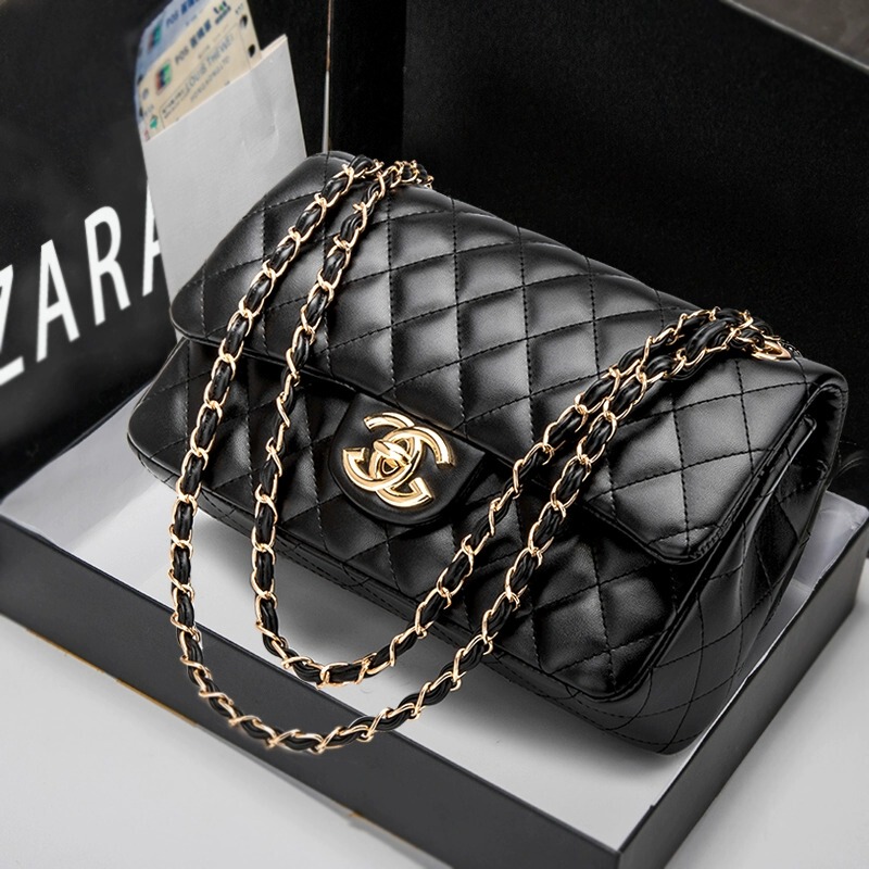 Authentic Chanel-Style Genuine Leather Women's Bag 2026 New Fashion Versatile Cf Quilted Chain Bag Single Shoulder Crossbody Bag