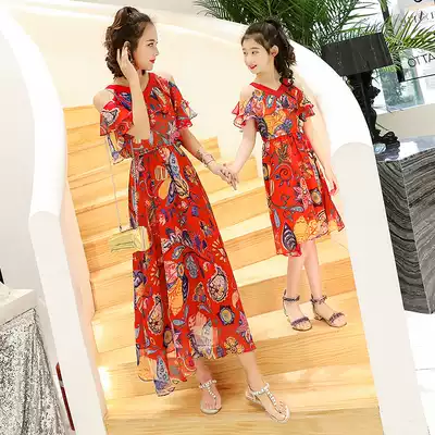 Different parent-child dress summer 2021 New Tide chiffon beach holiday dress dress mother women Summer