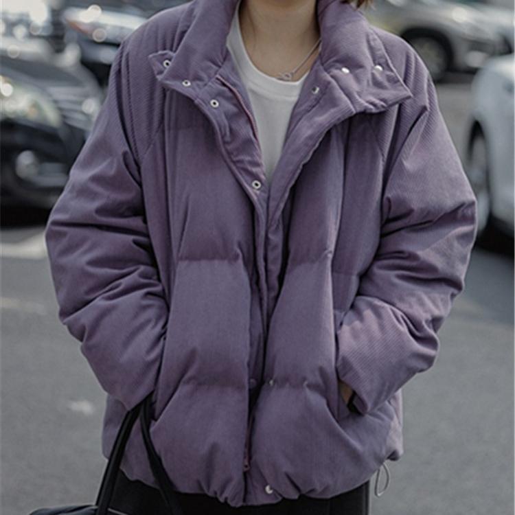 High-End Corduroy down Jacket for Women, New Winter Korean Style, Petite, Warm, Thickened Puffer Coat, Cotton Jacket