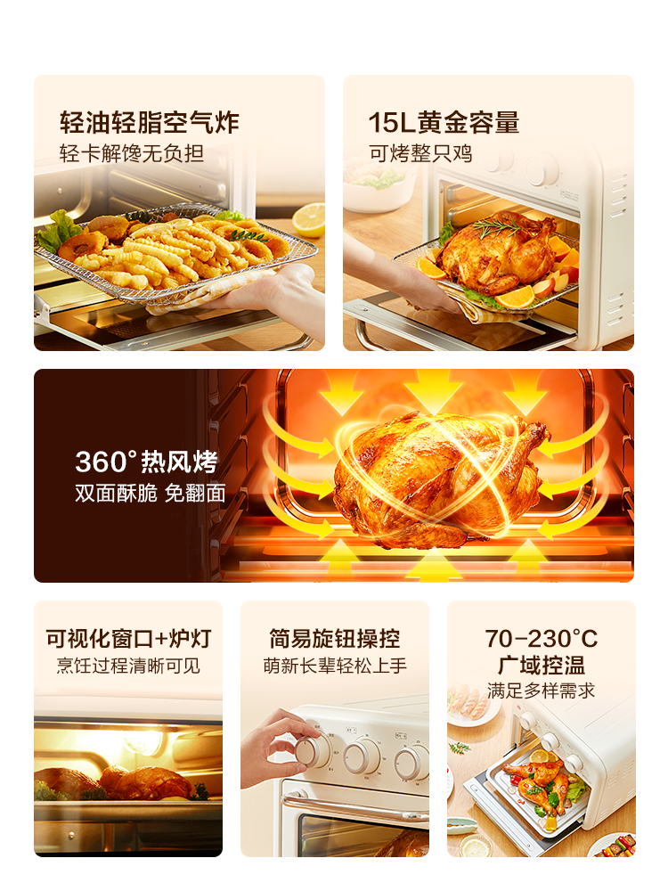 Midea Air Fryer Oven All-In-One Machine Household Small Electric Oven Multi-Functional Large-Capacity Baking Oven 1510
