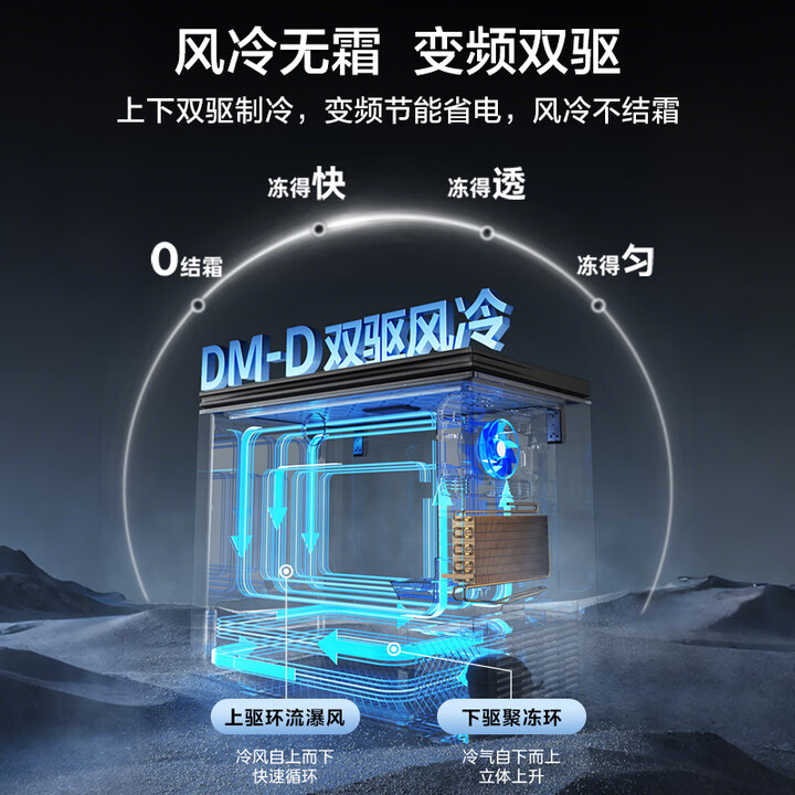 Midea Frost-Free King 181 Small Freezer, Air-Cooled Household Dual-Inverter Freezer, Small Dual-Use Refrigeration and Freezing Refrigerator