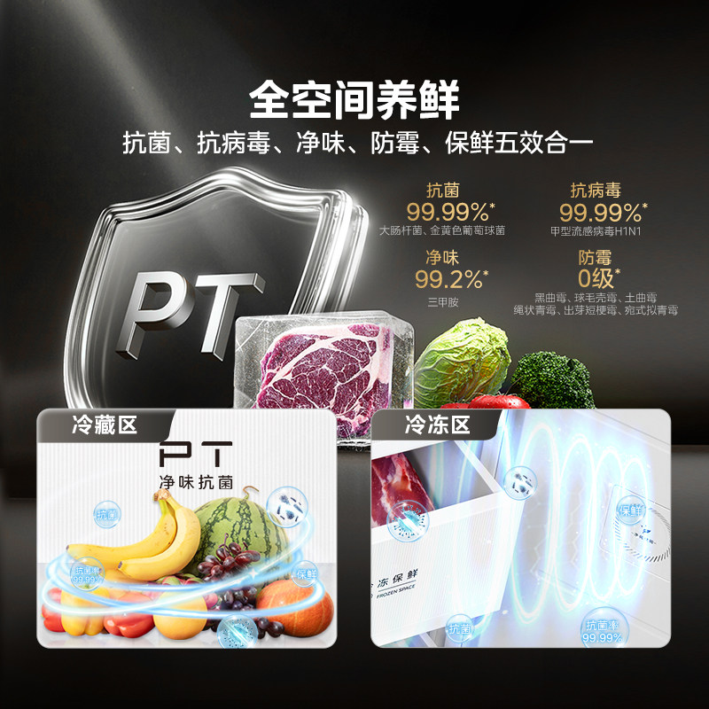 New Midea 503 Zero-Inset Refrigerator for Home Use, French-Style Multi-Door Cross-Door Double-Open Four-Door Frost-Free First-Class