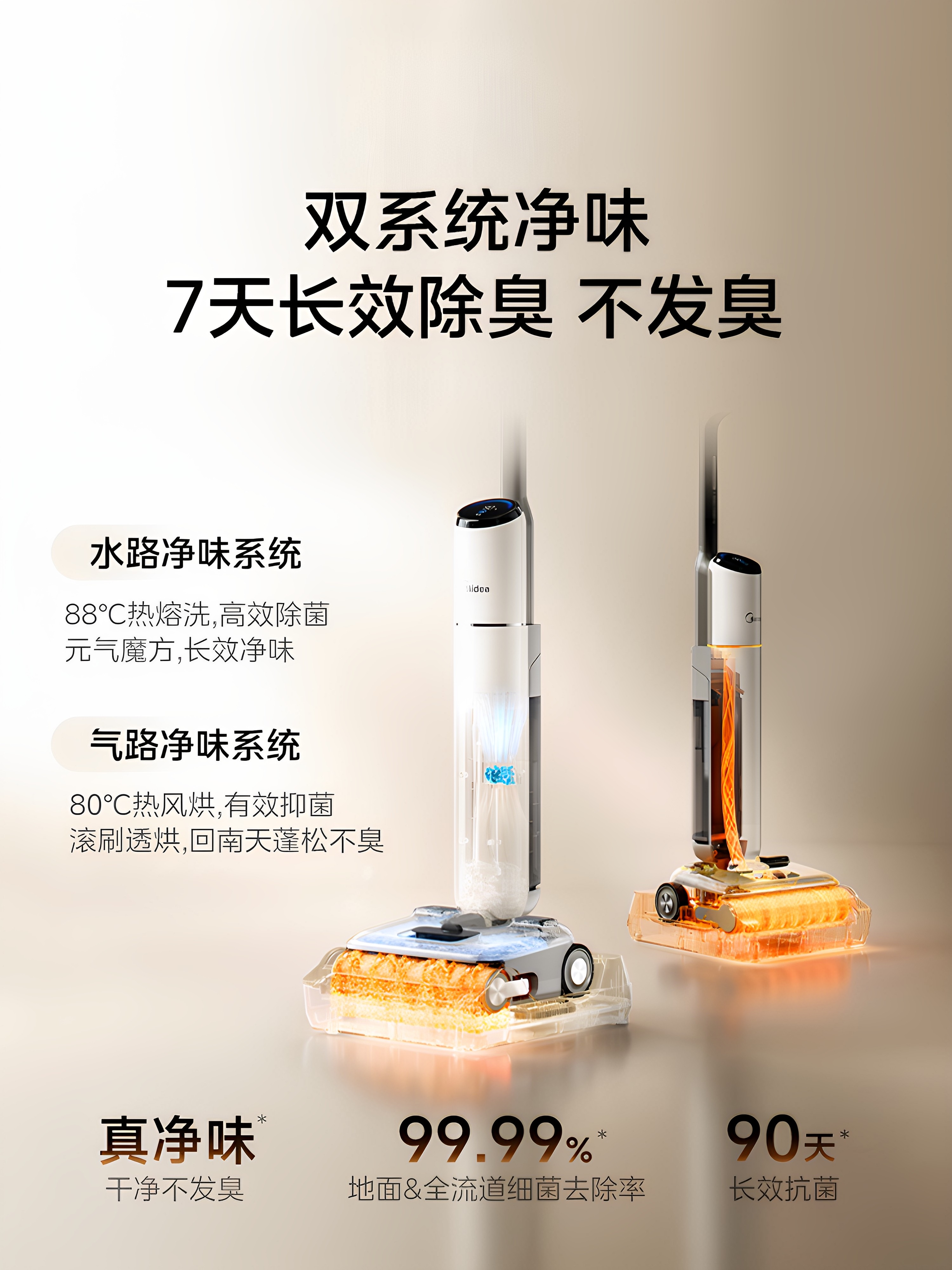 Midea Floor Washing Machine S60 Odor-Free Suction and Mopping All-In-One Machine Anti-Tangle High-Temperature Hot Washing Hot Drying Self-Cleaning Sterilization