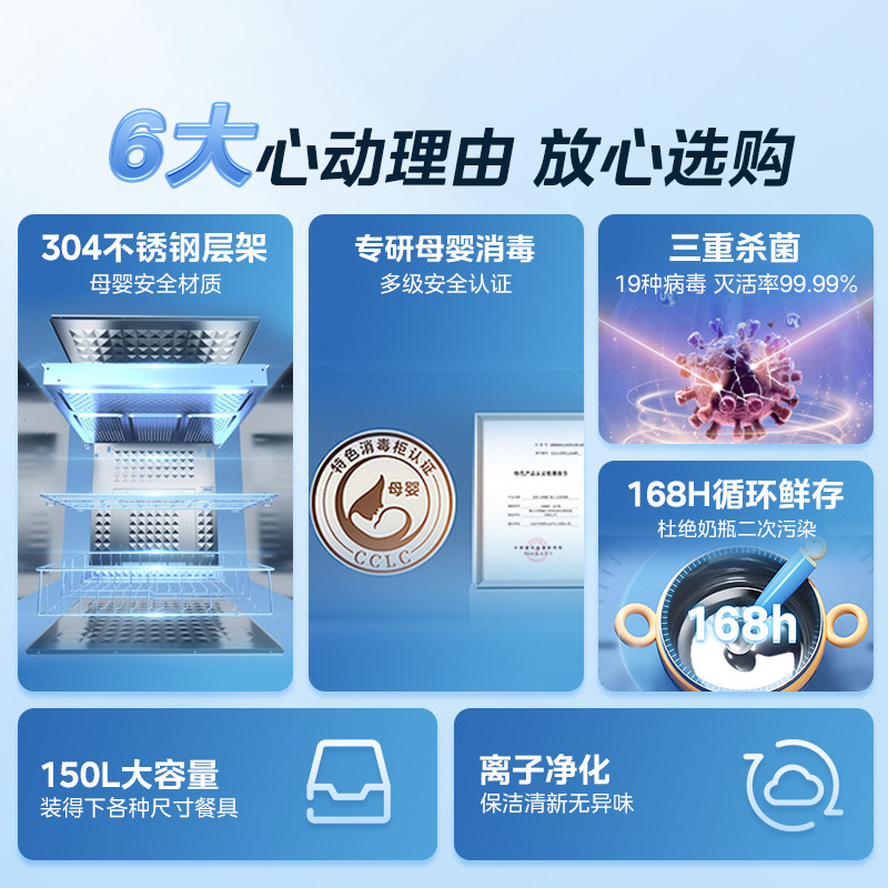 Midea Disinfection Cabinet Built-In 150L Sterilization and Drying Integrated New Model Household Disinfection Cupboard for Tableware 150B05