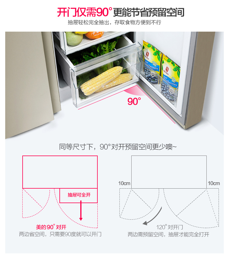 Midea/美的 BCD-450WKZM(E)智能云对开门风冷无霜家用节能电冰箱