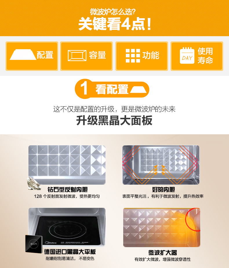 Midea/美的 M1-L202B智能微波炉家用多功能 20升平板迷你小型正品