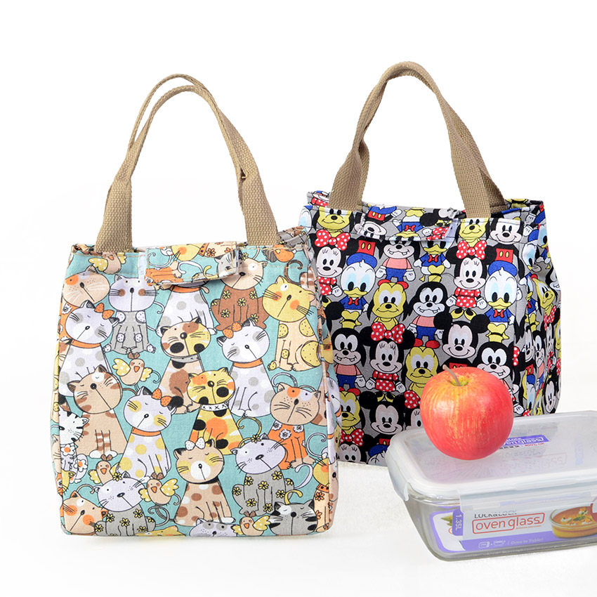 Thickened cold preservation waterproof insulation bag portable lunch bag with rice bag Canvas tote bag square bento bag to send