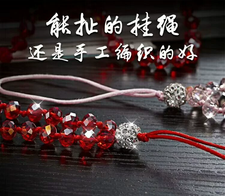 Tay điện thoại dây treo cổ nữ mô hình tinh thể lập hạt rhinestone lanyard điện thoại di động không khí dây oppovivo - Phụ kiện điện thoại di động