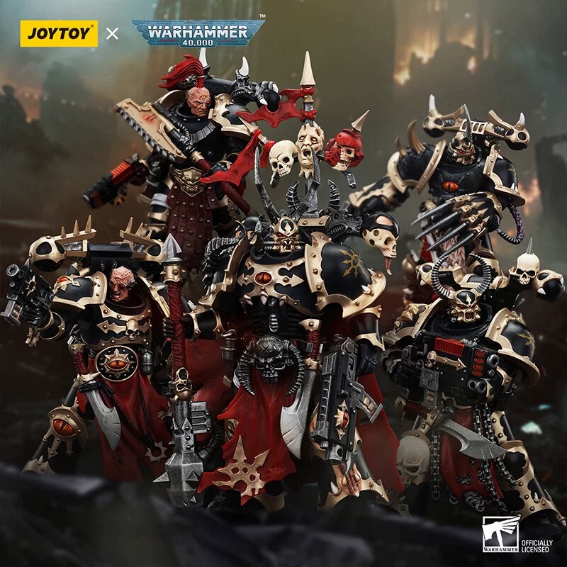 In-Stock Joytoy Dark Source Warhammer 40K Chaos Space Marine Black Legion God-Selected Five-Person Team 1/18 Scale Model Toy