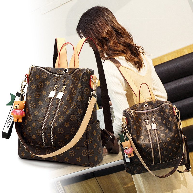 American Vr Genuine Leather Soft Leather New Fashion Leather Backpack Women's Travel Versatile Backpack Dual-Use Printed Bag Popular American Vr Genuine Leather Soft Leather New Fashion Leather Backpack Women's Travel Versatile Backpack Dual-Use Printed Bag Popular