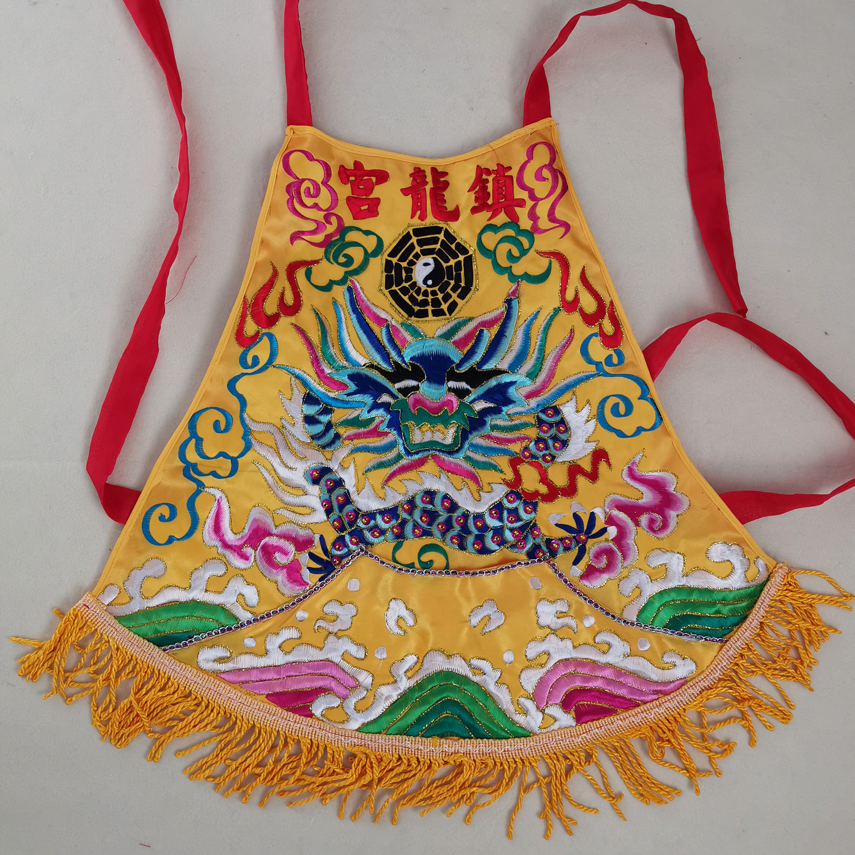 Dragon embroidery, embroidered apron, double dragon gossip belly circumference, double dragon skirt, plane embroidered dragon shackles, custom-made children's clothes