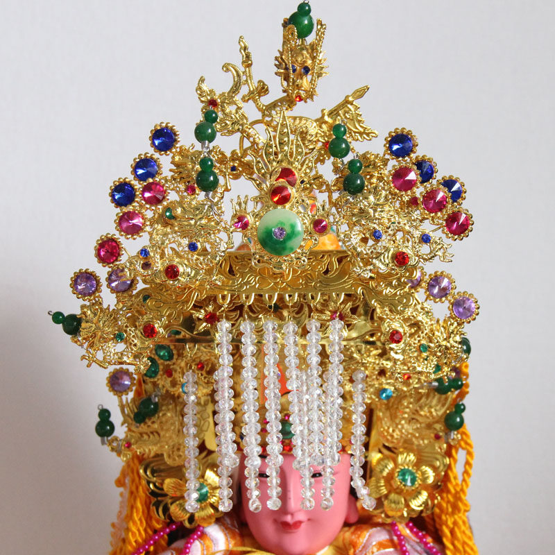 Tianlong Embroidery Willow Silk Golden Mazu Hat Gilded Virgin Mother Hat Protecting Sea Goddess Temple Offerings