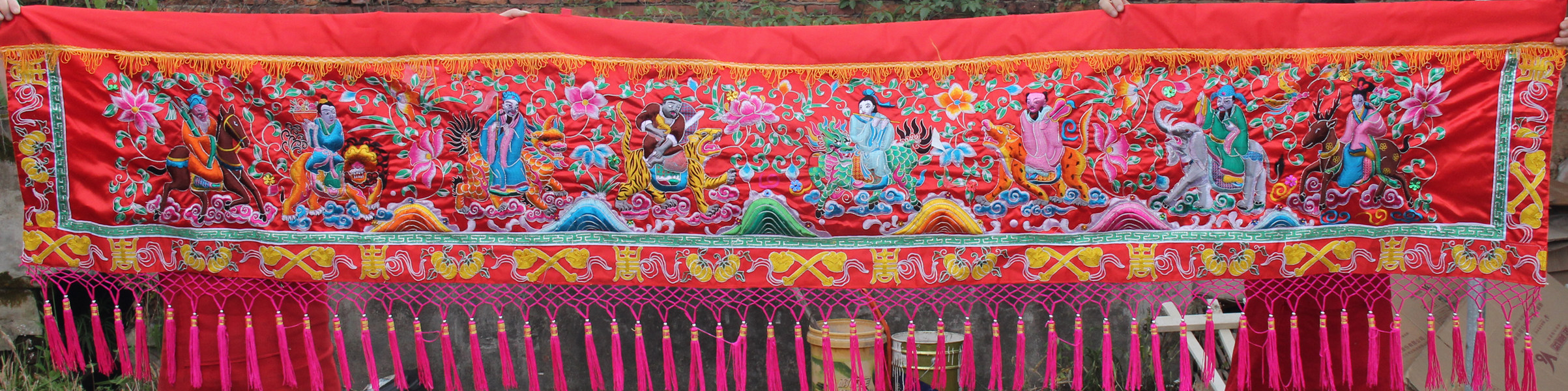 Tianlong Embroidery Eight Immortals Cai Jinyu Mantang Eight Immortals Crossing Haimen Cai Offerings 10 feet long 3 meters