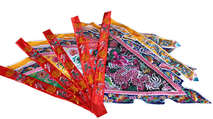 Tianlong embroidery five-color order flag three-scale double-sided dragon flag car rear five-peak flag eight-treasure flag control order flag