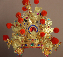 Taoist supplies Tianlong embroidery Prince Guanzhong altar Marshal Zha three Prince hat Taiwan alloy kgold hat offerings