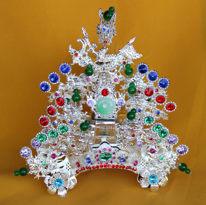 Tianlong Embroidery Gilt Silver Willow Silk Nezha Three Prince Hats Prince Helmet Central Altar Marshal Helmet Offerings