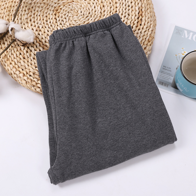 Đàn ông và phụ nữ ngủ quần cotton terry mùa thu và mùa đông rộng kích thước lớn thoải mái cao eo nhà quần rắn màu dày ấm áp quần thường quần tất nam