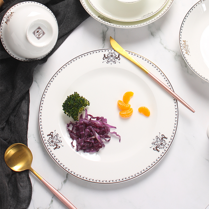 Nordic contracted dishes suit key-2 luxury high - grade ipads porcelain tableware dishes Chinese palace bowl chopsticks housewarming plate combination