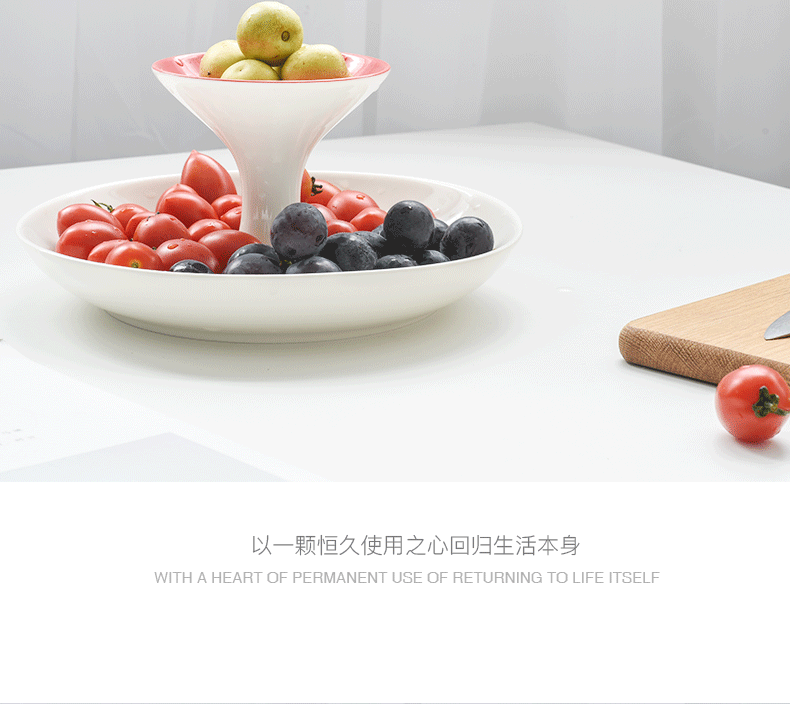 Unknown Nordic impression creative fruits means household I sitting room double ceramic bowl European - style pattern compote