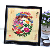 Flowers and birds Weixian hand-colored paper-cut large mirror frame decorative painting window grille ornaments pendant abroad to send foreigners