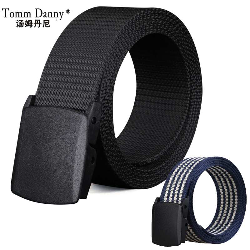 Canvas Belt Men's and Women's Belt Youth Metal-Free Tactical Military Training Automatic Buckle Casual Jeans Outdoor