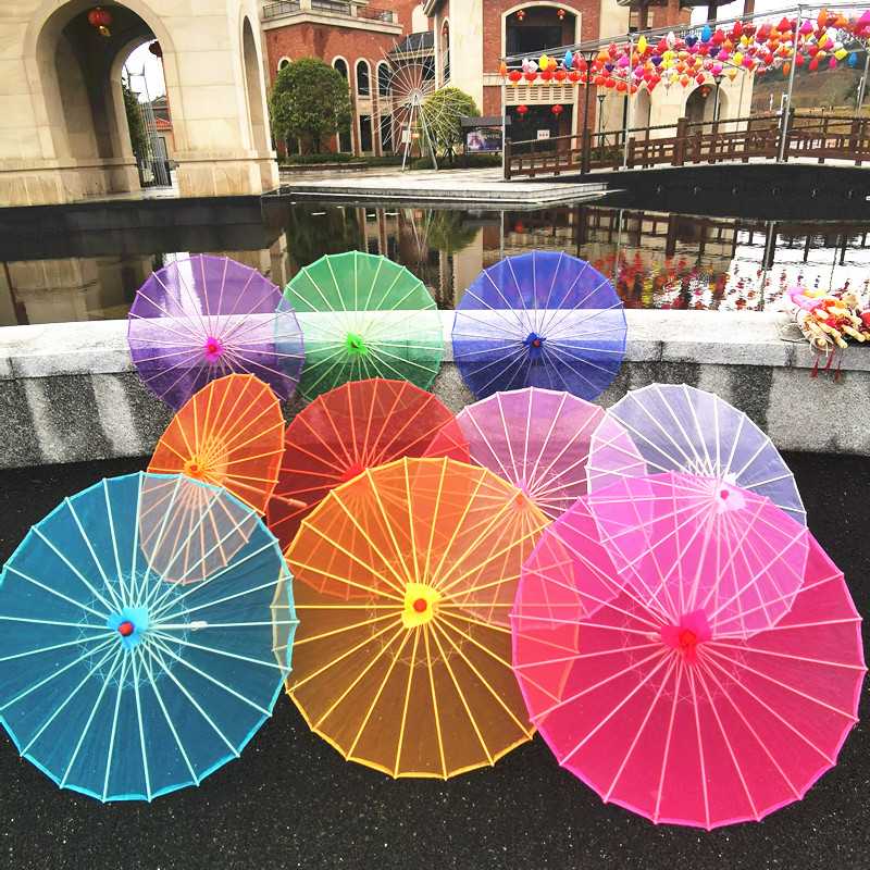 Dance umbrella performance umbrella Translucent Silk Yarn Pure Color Umbrella Stage Performance Umbrella Qipao Walk Show Dancing Umbrella Ancient Wind Umbrella-Taobao