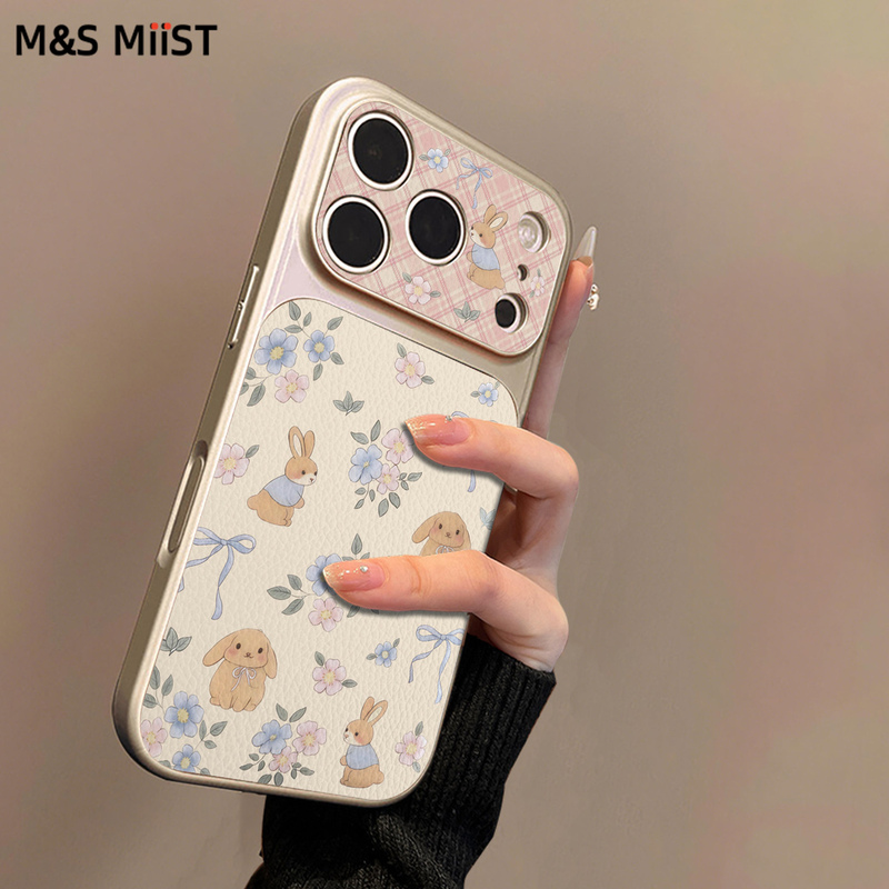 Msmiis Is Suitable for Iphone17Promax Special Mobile Phone Case 17Air2026 New Flower Rabbit Apple 16Pro Full-Cover Lens Large Window Super Beautiful Pink 15 Anti-Fall Protective Case