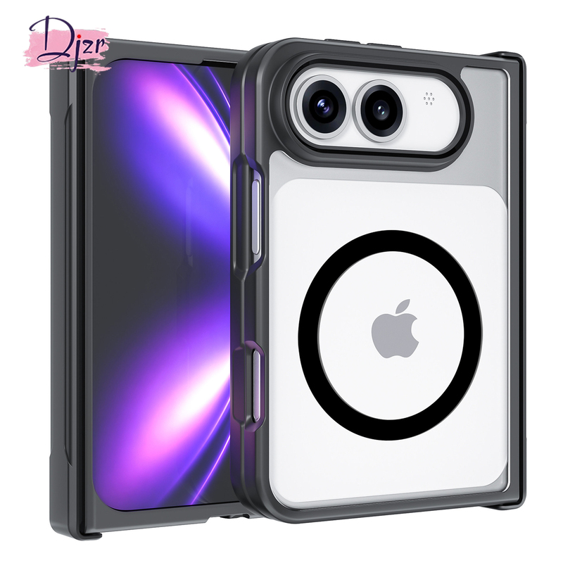 Djzr Is Suitable for Apple 18Fold Mobile Phone Cases, New Model for Women, Left and Right Folding, Super Popular, Ultra-Thin, Bare Phone Feel, Magnetic Wireless Charging, 360-Degree Anti-Drop Shell, Full Protection Cover for the Middle Axis