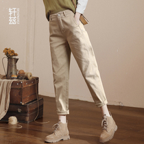Karky color pants female autumn 2022 skinny casual pants high waist straight tube Harlan nine division radish pants