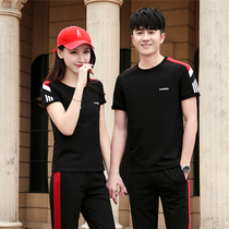 Couple sports suit mens summer short sleeve T-shirt trousers two-piece sportswear suit suit womens summer running suit