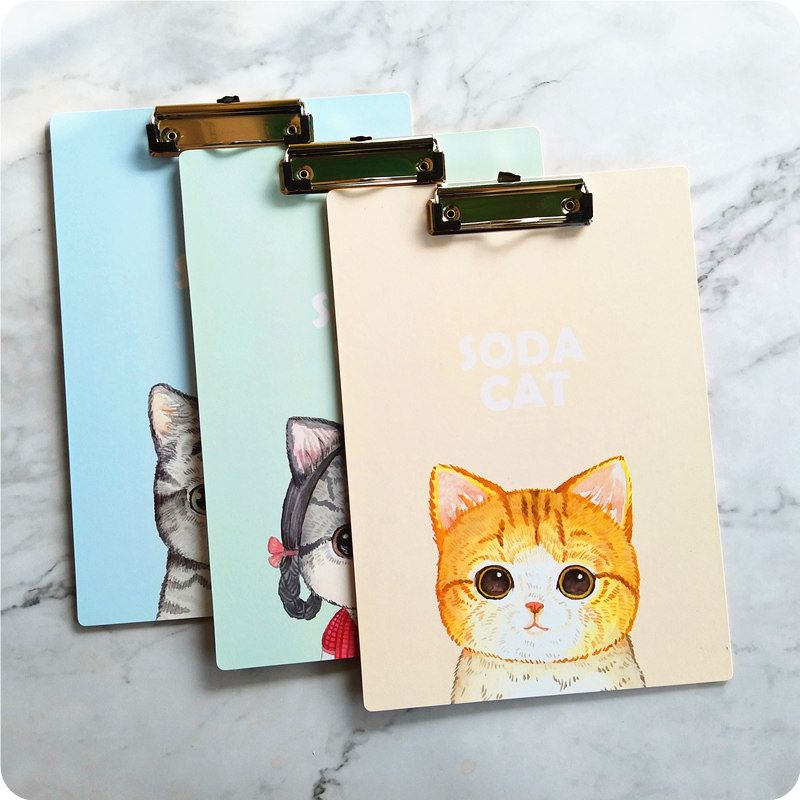 Utron boutique cute cat A4 wooden plate clip folder paper pad writing plywood clip paper speed write writing base plate