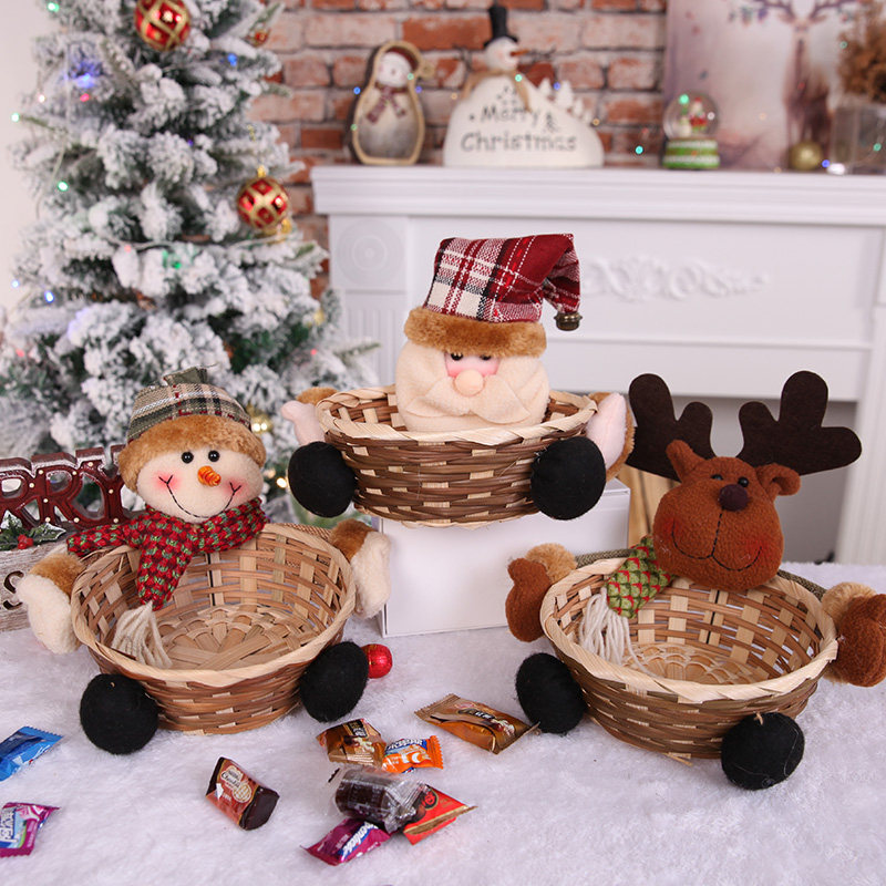 Christmas decorations Christmas rattan candy basket basket bar shop window table top decoration scene decoration