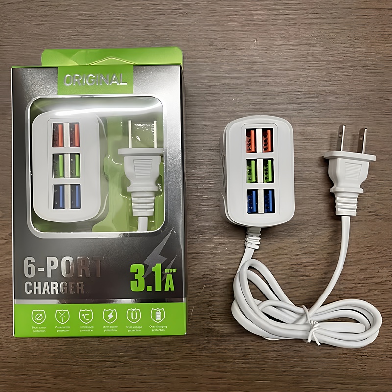 Multi-Port USB Smart Charger with 6 Charging Ports Is Suitable for Various USB Charging Devices of Apple and Android Multi-Port USB Smart Charger with 6 Charging Ports Is Suitable for Various USB Charging Devices of Apple and Android