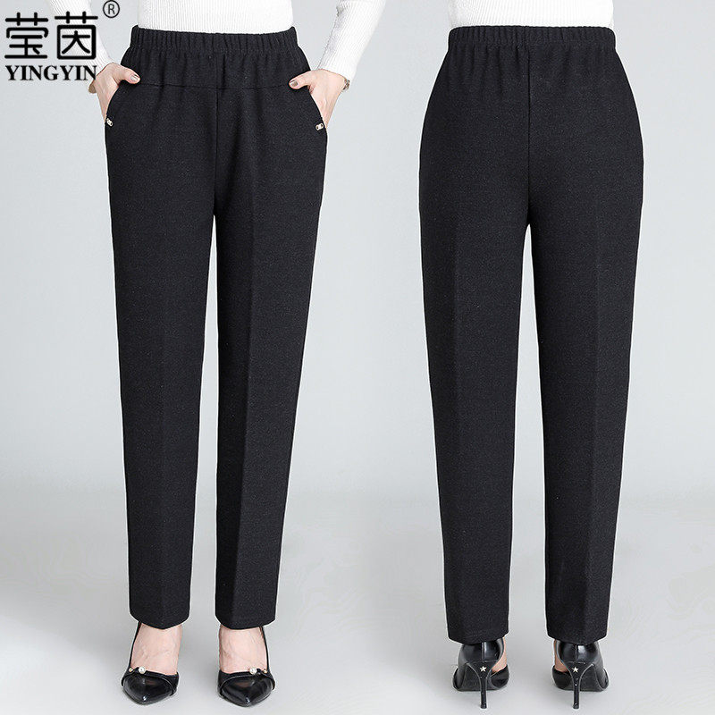 Mother Winter Clothing Plus Suede Thickened Outer Wearing Pants Lady Pants Loose Middle Aged Pants Middle Aged Pants Autumn winter