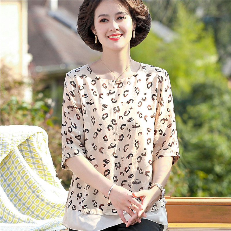 Snowspun shirt woman 70% sleeves 2022 Spring new foreign pie big size cover belly middle-aged mother crushed flower blouses woman
