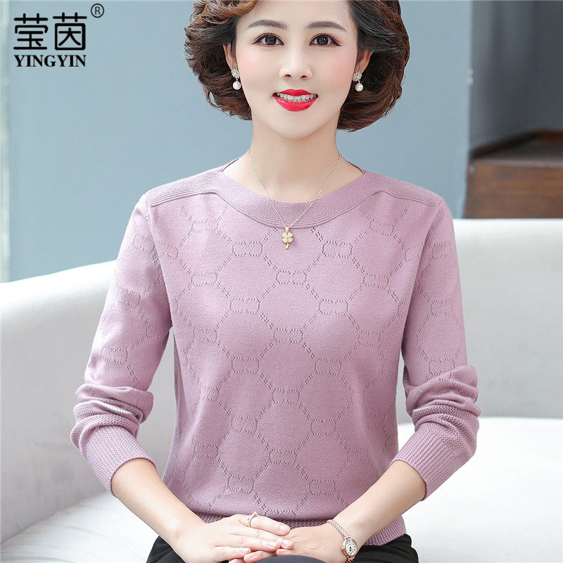Mother Dress 2022 Spring Dress New Temperament Sweaters Blouse Blouse for older ladies 40-50-year-old undershirt sweater