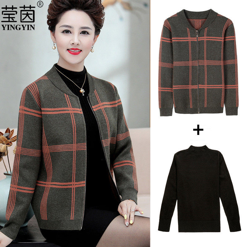 2021 Mom loaded jacket woman 40-50-year-50 50-year-old age short Spring and autumn long sleeve sweater outside of the box