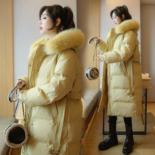 Пуховик, модные сверхдлинные джинсы с начесом, 2020, в корейском стиле, оверсайз