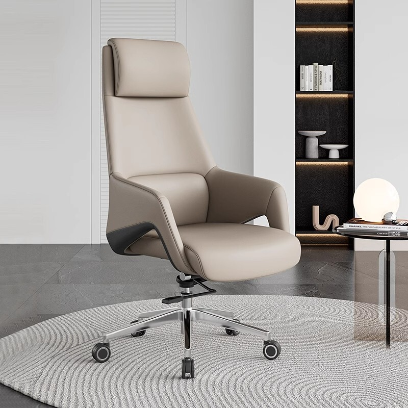 Boss Chair, Genuine Leather Office Chair, High-End Business Executive Chair, Home Comfortable Chair for Long Sitting, Executive Chair, Lunch Break Study Chair