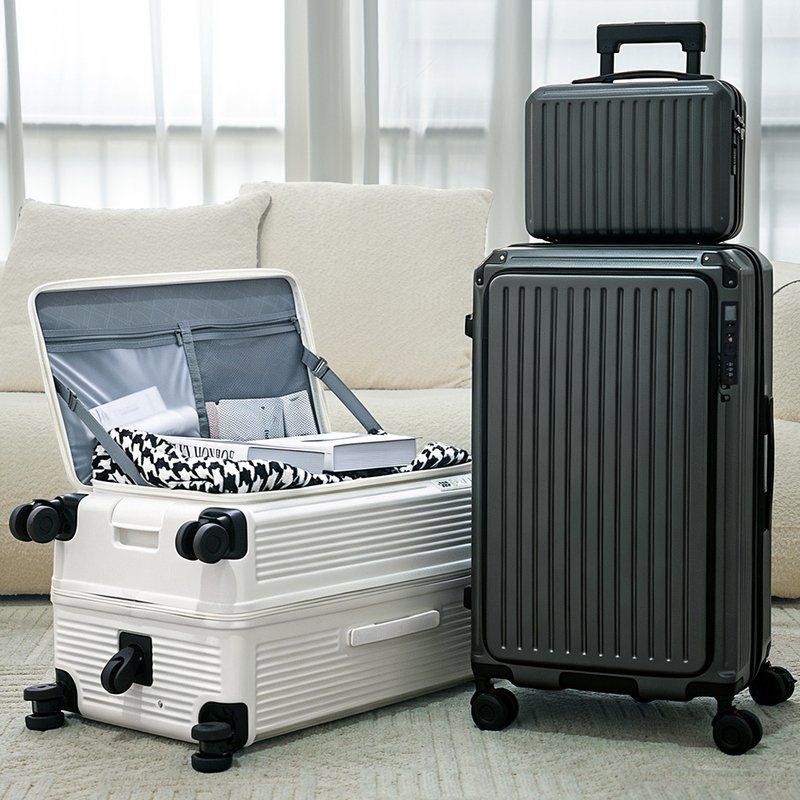 2026 New Model Side-Opening Expandable Luggage with Cup Holder, Student Women's Suitcase, Thickened and Durable, Double-Layer Explosion-Proof Zipper, Men's 2026 New Model Side-Opening Expandable Luggage with Cup Holder, Student Women's Suitcase, Thickened and Durable, Double-Layer Explosion-Proof Zipper, Men's
