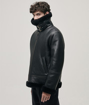 B6 New Zealand Merino original ecological sheepskin one-piece mens genuine leather jacket to keep warm and keep out the cold