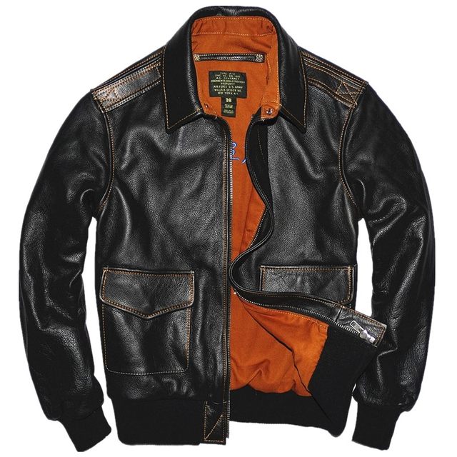 A2 Air Force Flight Leather Jacket American Retro First Layer Cowhide Genuine Leather Jacket Men's Short Slim Large Size