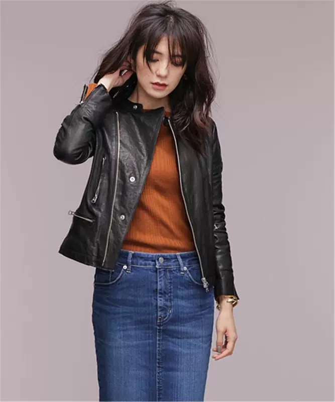 Công ty thương mại Nhật Bản 2018 mùa thu mới Ý dầu sáp da cừu nặng rửa da gấp cổ da nữ