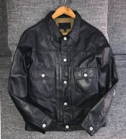 Áo khoác da denim cổ điển 507XX phiên bản Nhật Bản mạnh mẽ da dê màu xanh đậm ao khoac nam