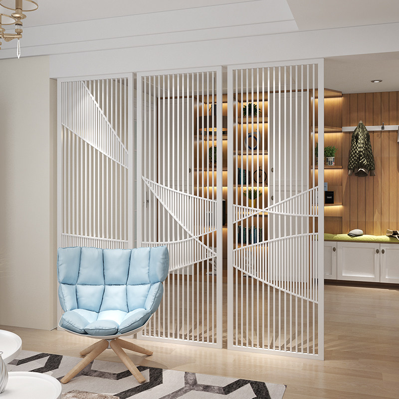 Modern minimal solid wood screen partition office high wall partition living room bedroom custom walnut wood white wax wood